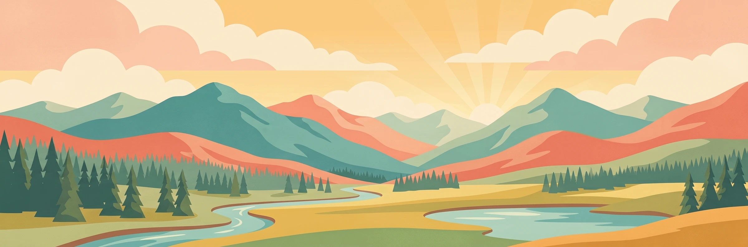 Illustrated travel poster of Colorado showing Rocky Mountain peaks and alpine lakes